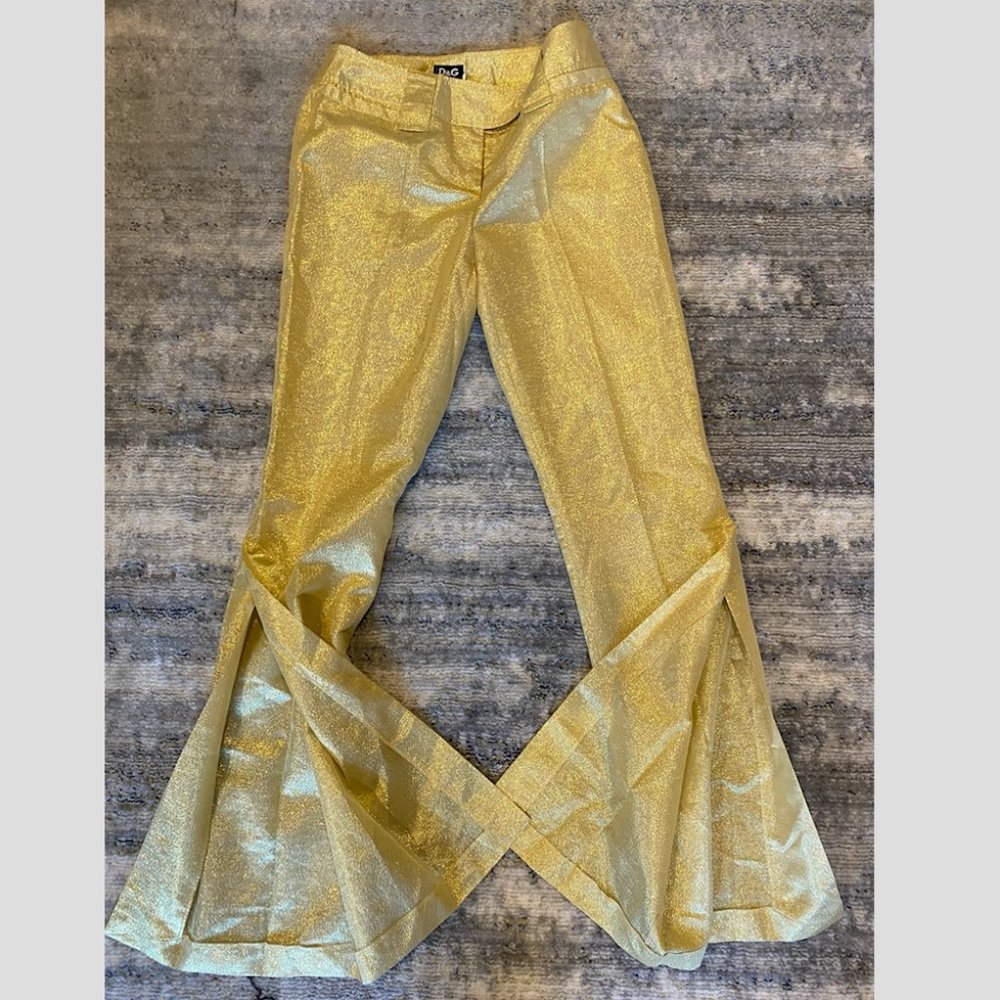 D&G- Fabulous Gold Pants- Slit at Each Ankle